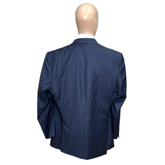 Lauren Ralph Lauren Men's 46R Navy Blue Plaid 100% Wool 2 Button Blazer Jacket - Picture 2 of 10